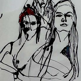 Three wise women Ink & watercolour / rice paper A4.