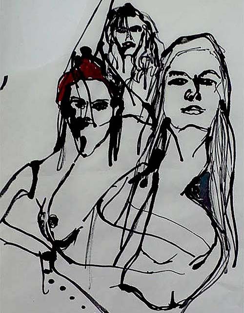 Three wise women Ink & watercolour / rice paper A4.