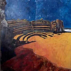 Anfiteatro en Segóbriga (Cuenca),(Serie Segóbriga) acrílico pigmento/panel madera, (200x210)