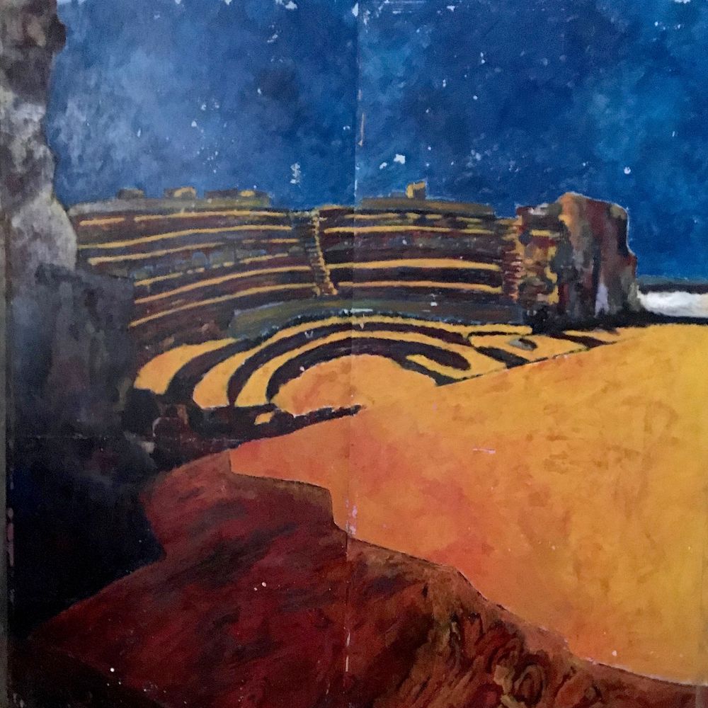 Anfiteatro en Segóbriga (Cuenca),(Serie Segóbriga) acrílico pigmento/panel madera, (200x210)