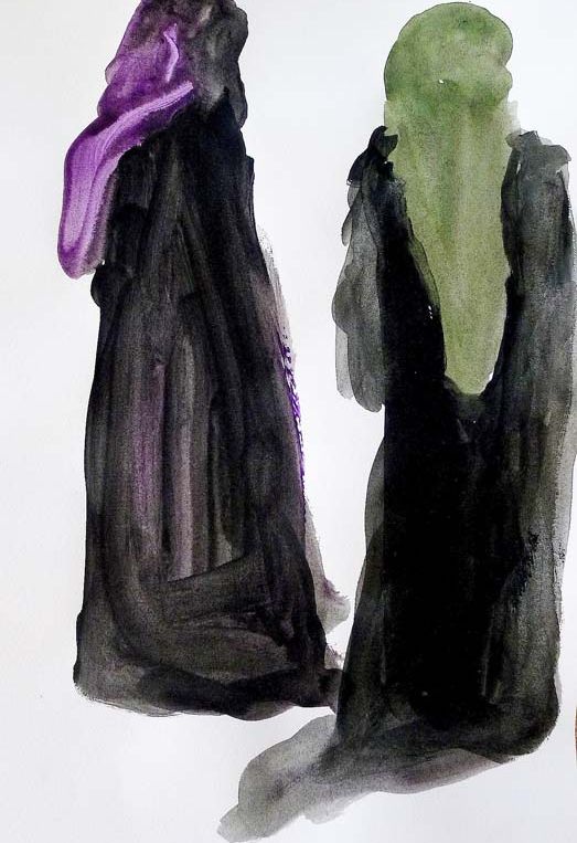 Two women, Acrylic / paper