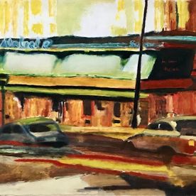 Homenaje a Hopper ( París la nuit serie ), óleo/tablero, ( 90x200 )