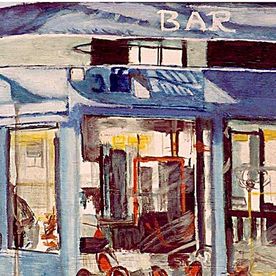 Blue Brasserie, óleo/tablero Asia, ( 90x180 )