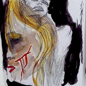 Scar face dream Sharpen pen, pencil, ink & watercolour / paper A4.