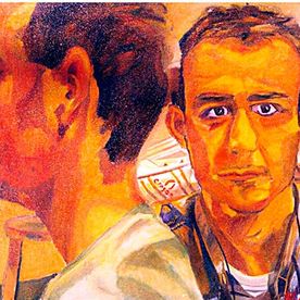 Agus de lado y yo de frente, óleo/lienzo (83x93)